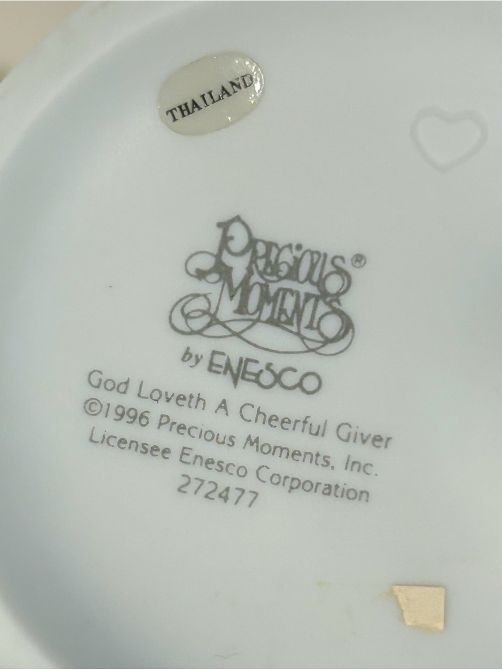 Precious Moments “God Loveth A Cheerful Giver” #272477 1996 - Picture 8 of 9